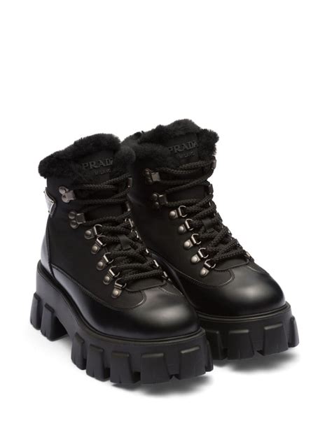 Prada Moonlith Brushed Leather Combat Boots